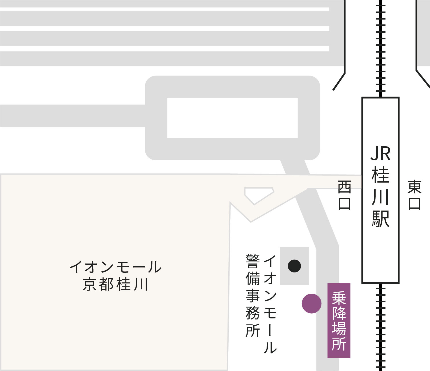 JR桂川駅西口のシャトルバス乗降場所